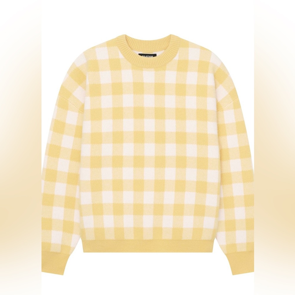 Cashmere Brand New Yellow and White Checkered Sweater